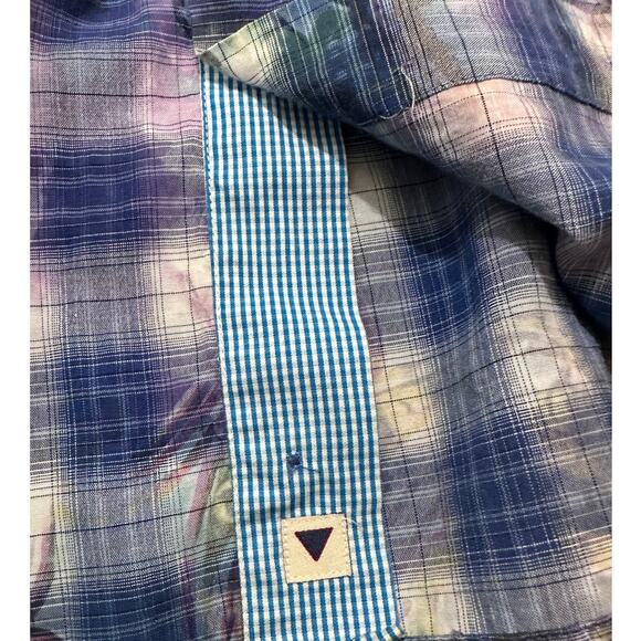 Haupt Germany Men's Watercolor Floral Paisley Plaid LS Tie Dye Shirt, M - Picture 8 of 11